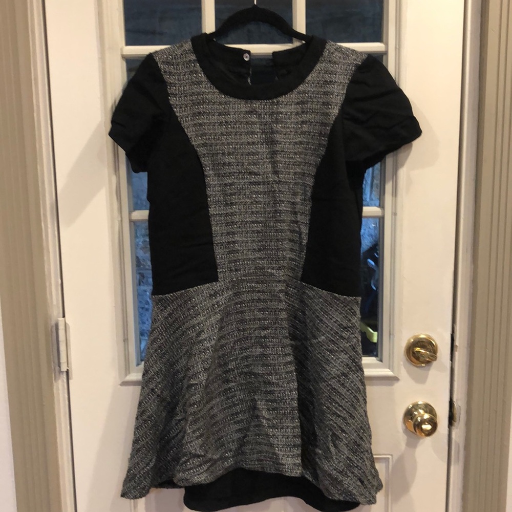 Madewell Black Tweed Flutter A Line Dress Size 8